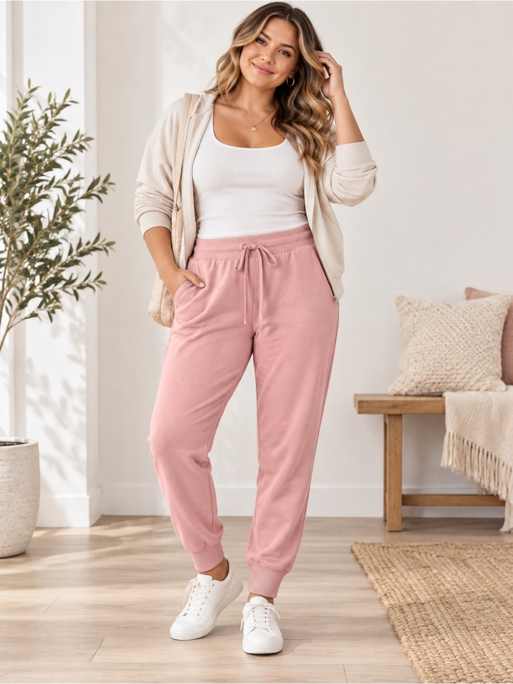 Athletic Works Comfort Waist Fleece Pajama Jogger Pants - Large